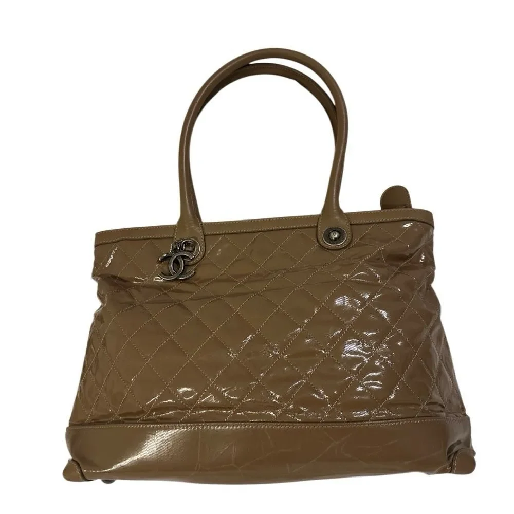 Chanel Tan Quilted Tote Bag with Structured Design